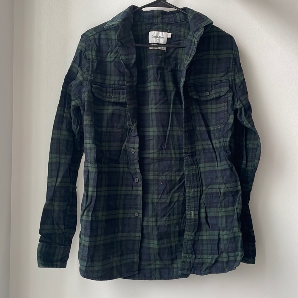 Green plaid flannel shirt